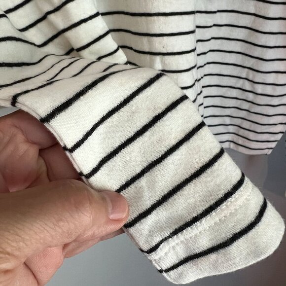 Marine Layer Double Knit Carter Henlet Medium in White Black Stripe - Picture 3 of 8